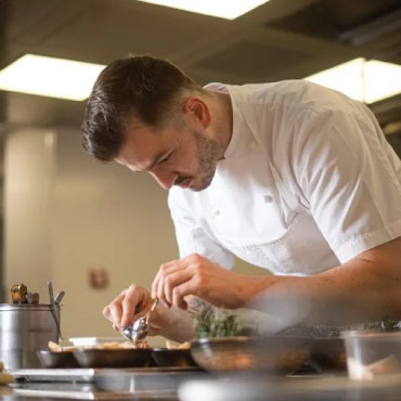 Chef prepping food